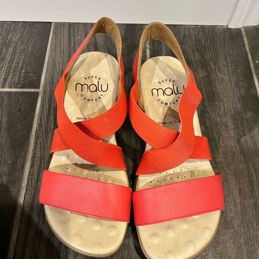Malu Brazil Super Comfort Women’s Sandals Strappy Slides in Coral - Picture 3 of 5
